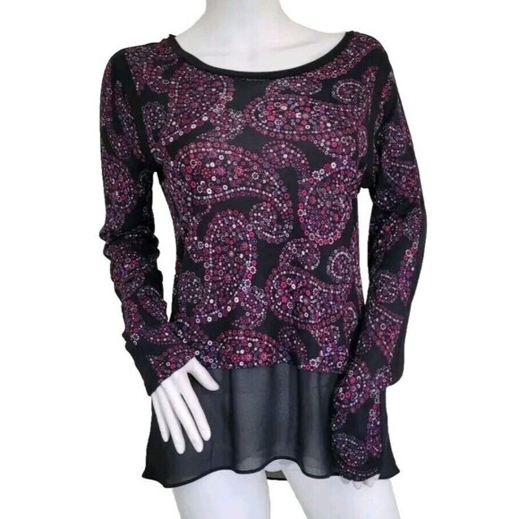 Michael Kors Tops - Michael Kors Womens Size XS crew Neck Long Sleeve Floral Peasant Top purple --21